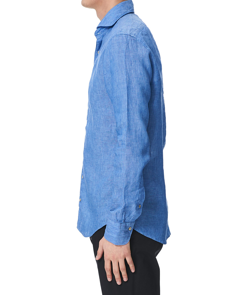 Herren | Hemden | Stenströms | Slimline Linen Cut Away Shirt Light Blue