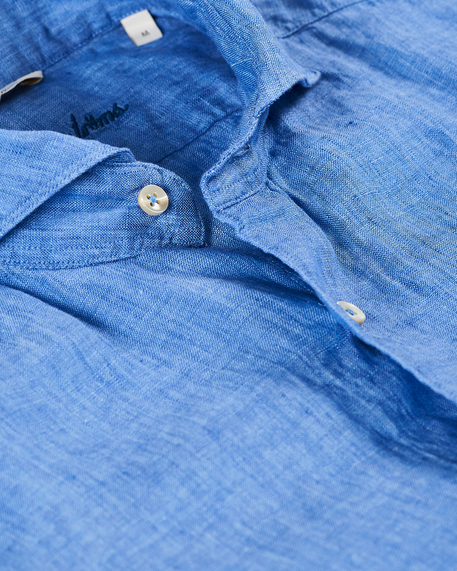 Herren | Hemden | Stenströms | Slimline Linen Cut Away Shirt Light Blue
