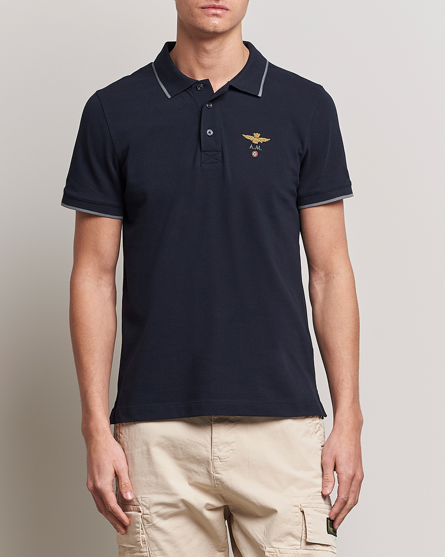 Aeronautica Militare Garment Dyed Cotton Polo Navy