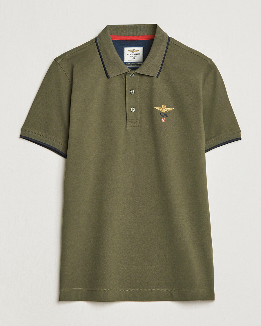 Aeronautica Militare Garment Dyed Cotton Polo Green