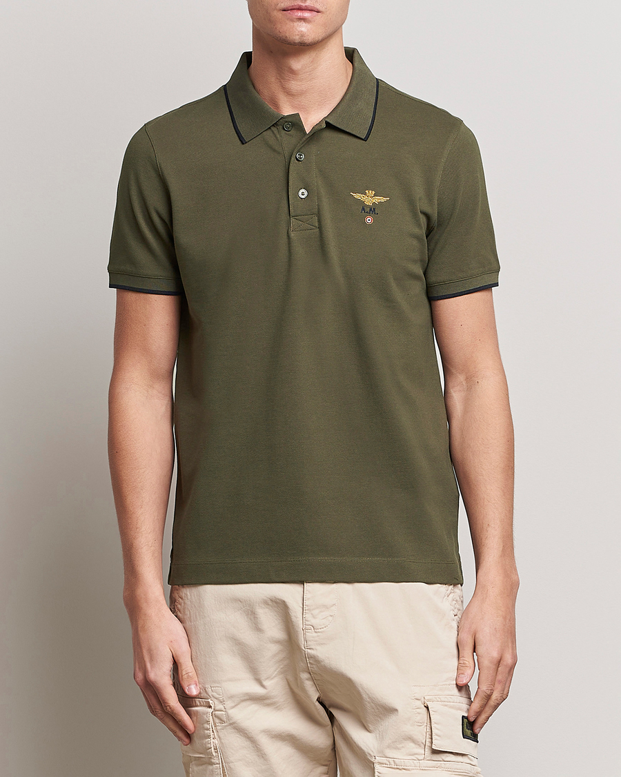 Aeronautica Militare Garment Dyed Cotton Polo Green