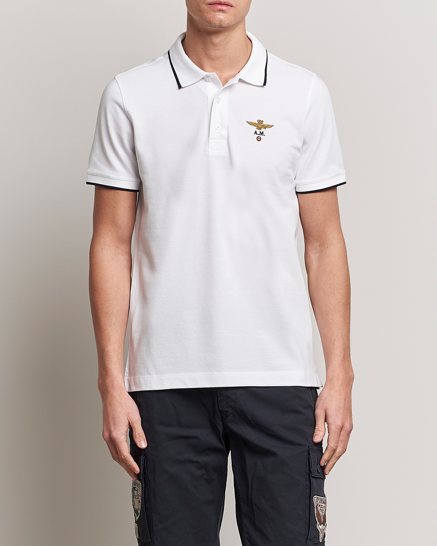 Aeronautica Militare Garment Dyed Cotton Polo Off White