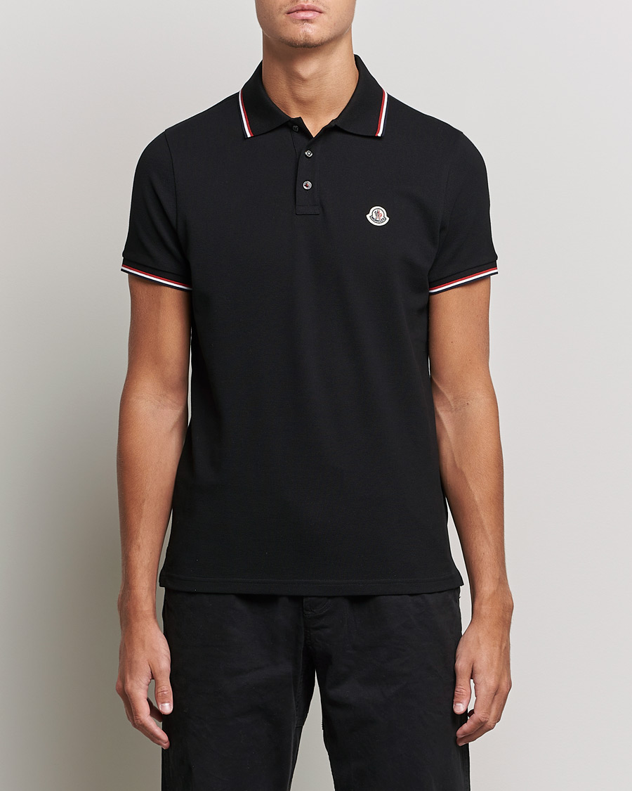 Moncler Contrast Rib Polo Black