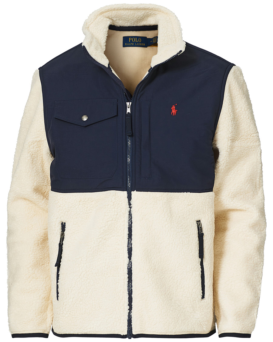 Polo Ralph Lauren Curly Sherpa Full Zip Sweater Creamnavy Bei Careofcarld 2672