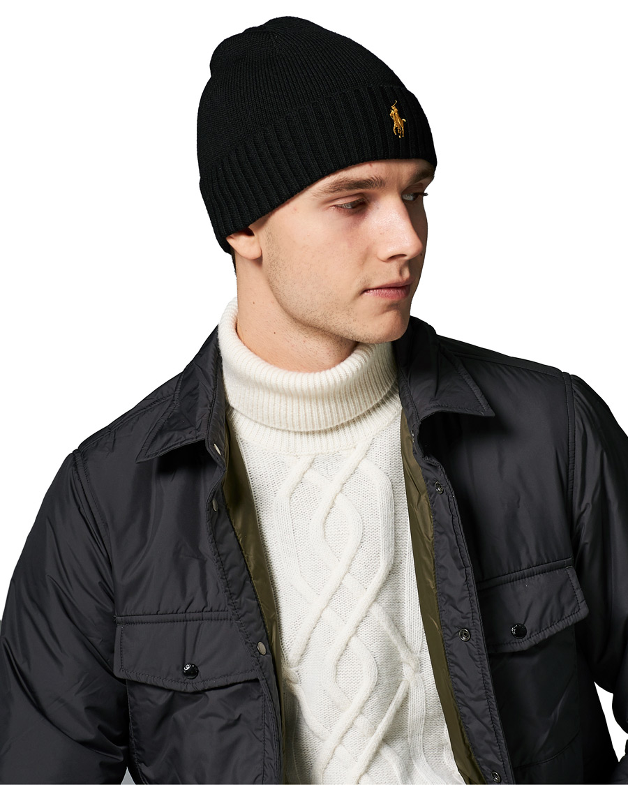 Polo Ralph Lauren Merino Wool Beanie Polo Black Gold