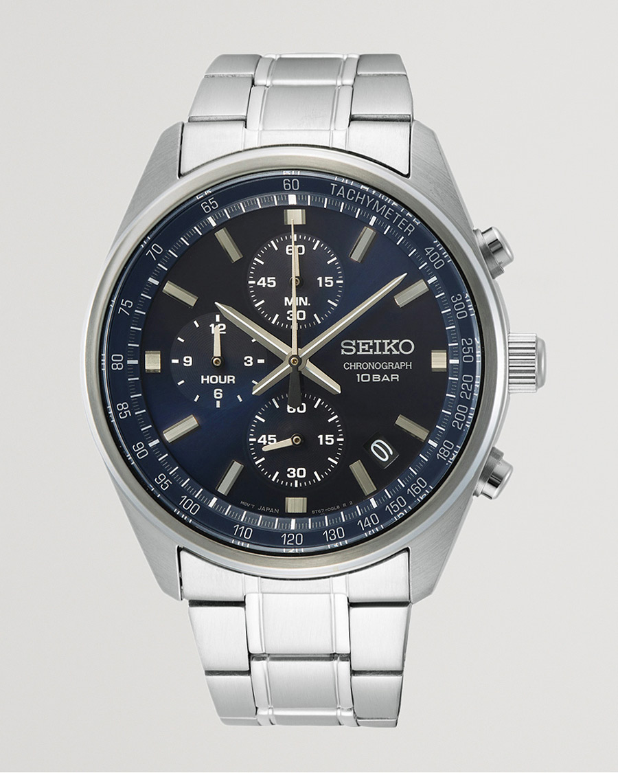 Seiko Chronograph 42mm Steel Blue Dial