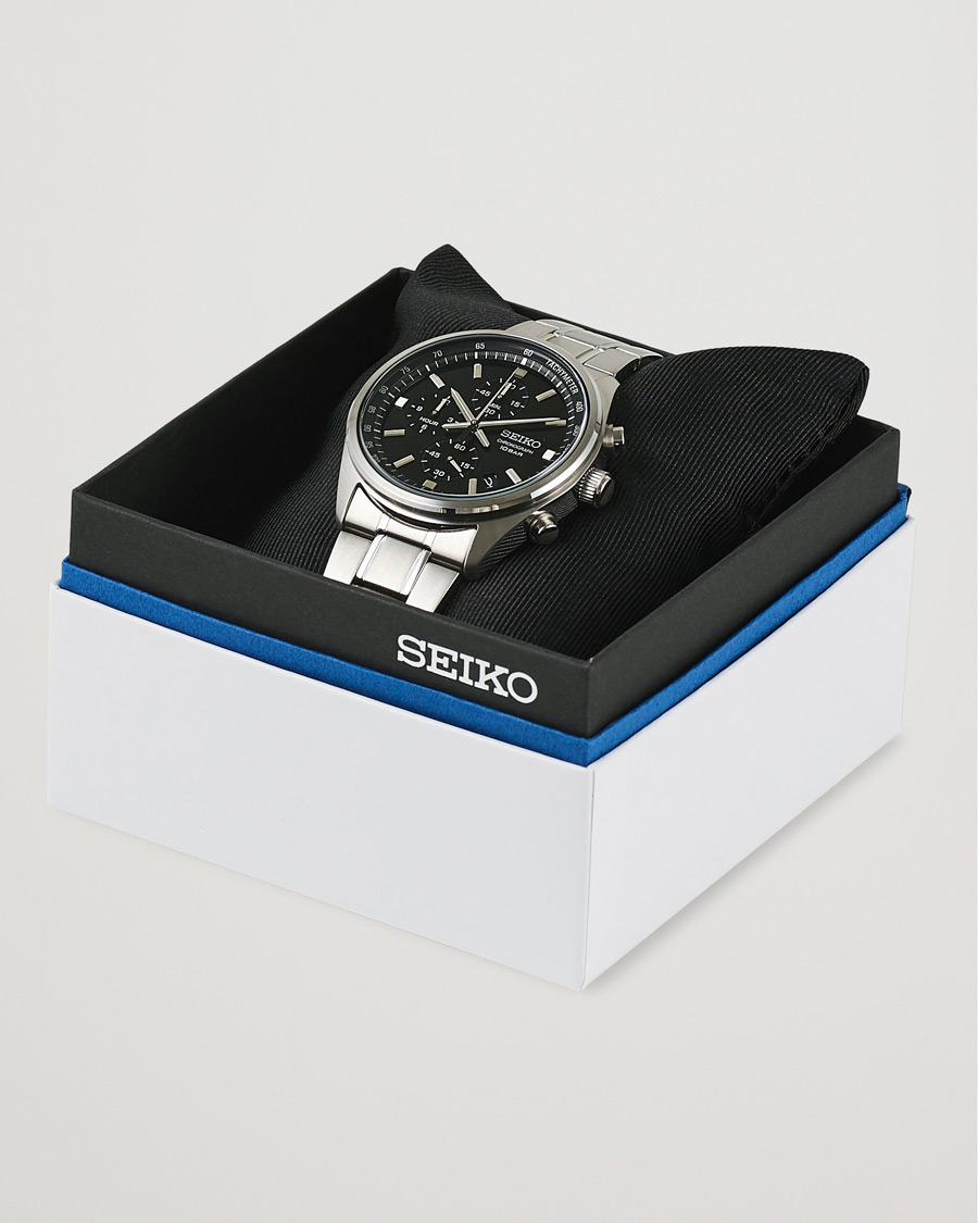 Seiko Chronograph 42mm Steel Black Dial