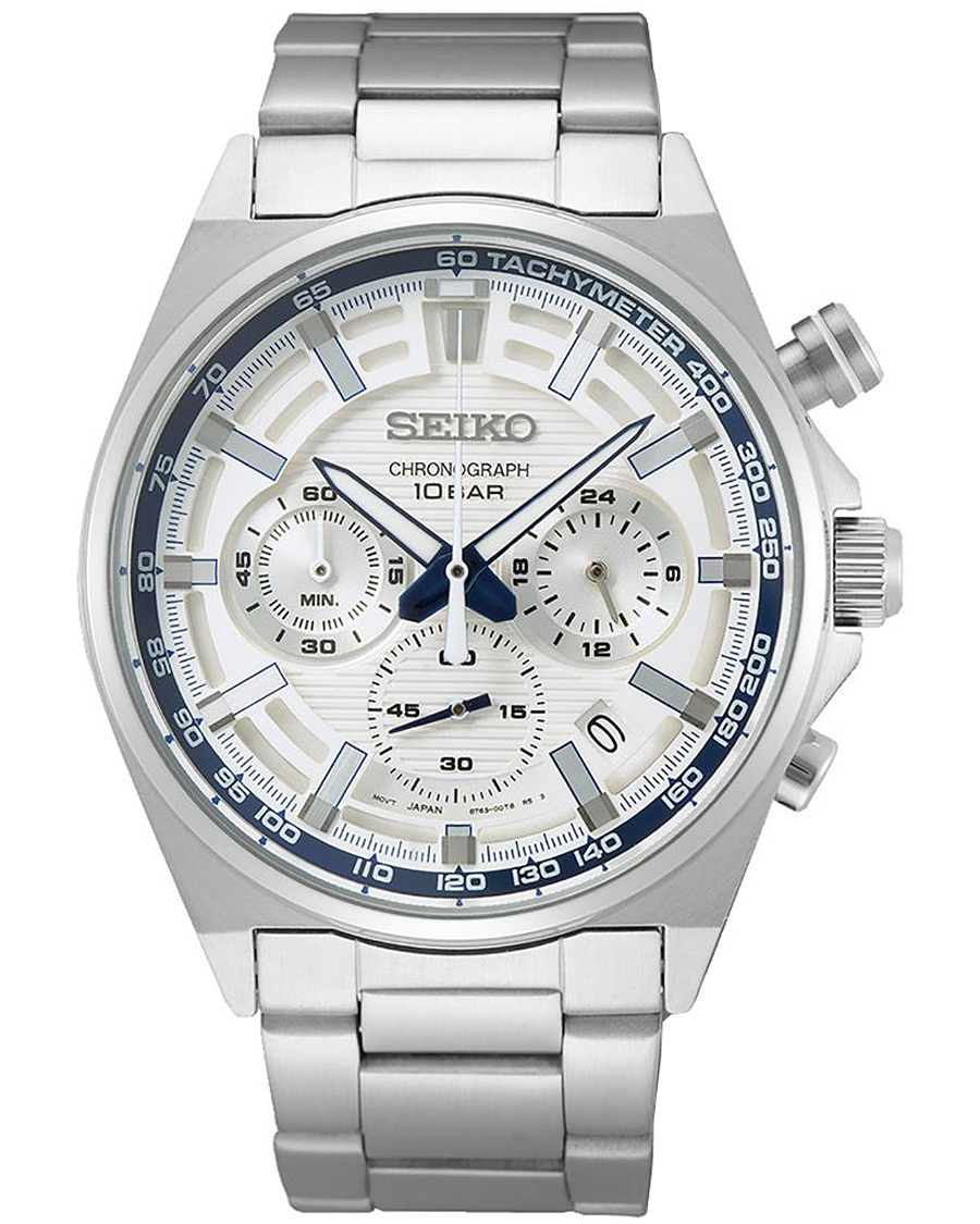 Seiko Chronograph 41mm Steel White Dial