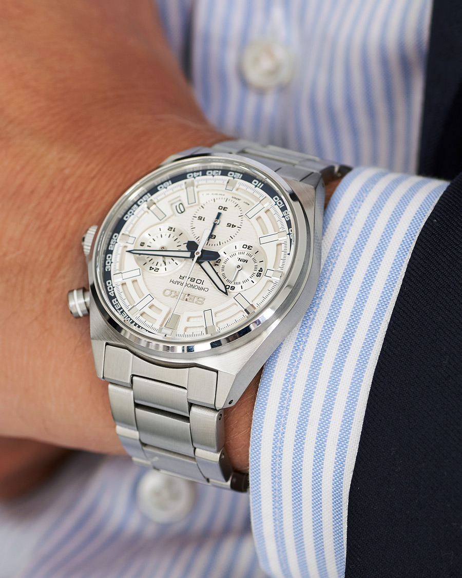 Seiko Chronograph 41mm Steel White Dial