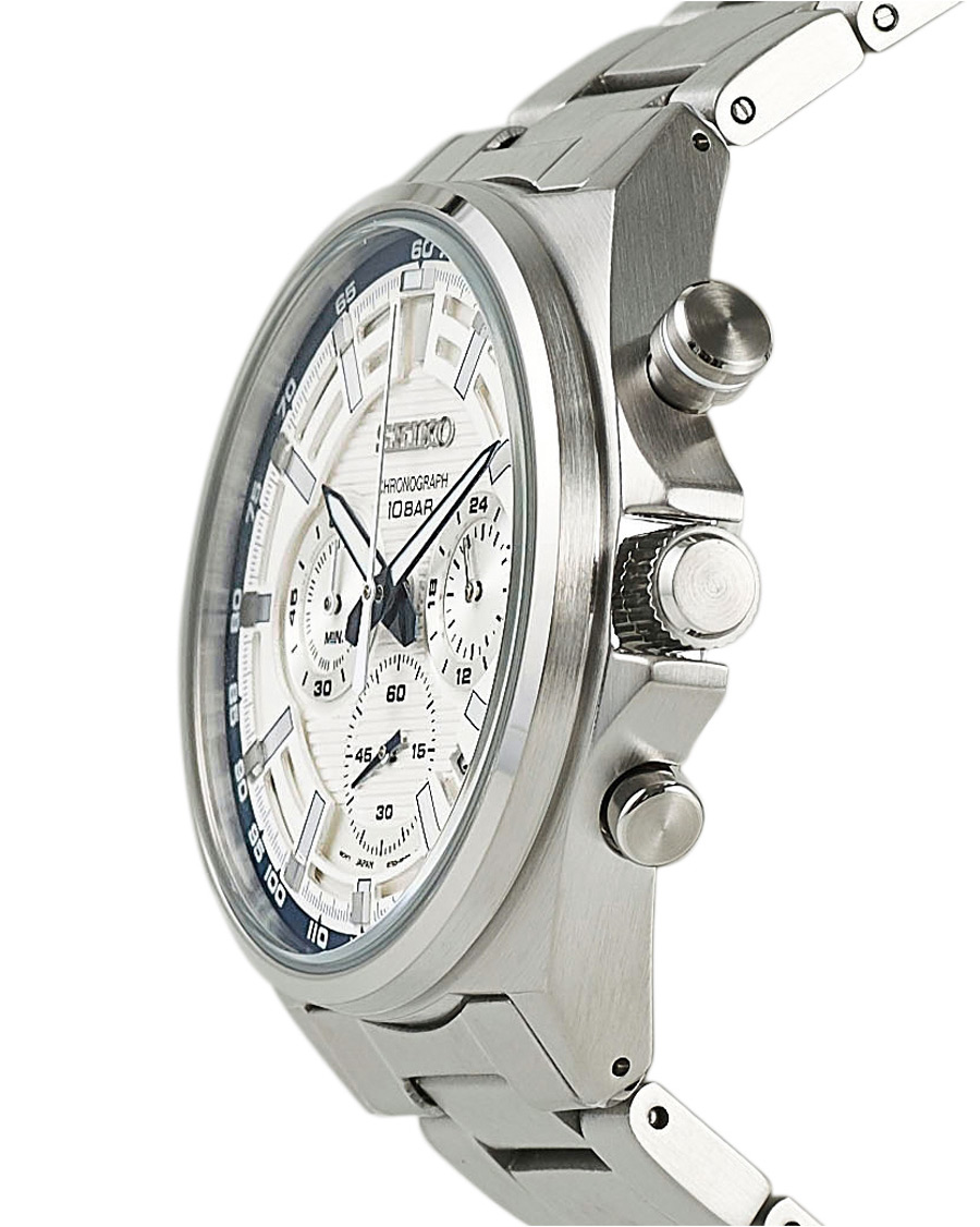 Seiko Chronograph 41mm Steel White Dial