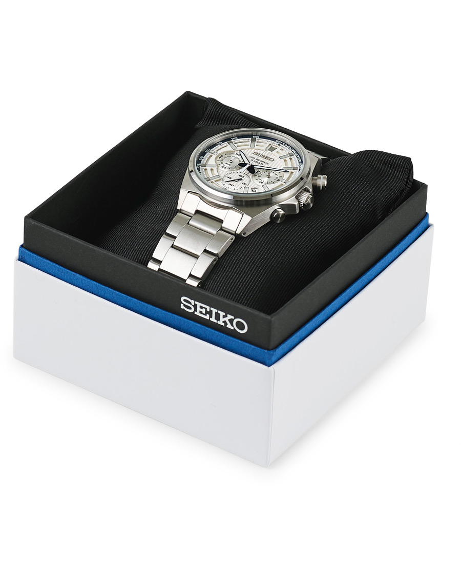 Seiko Chronograph 41mm Steel White Dial