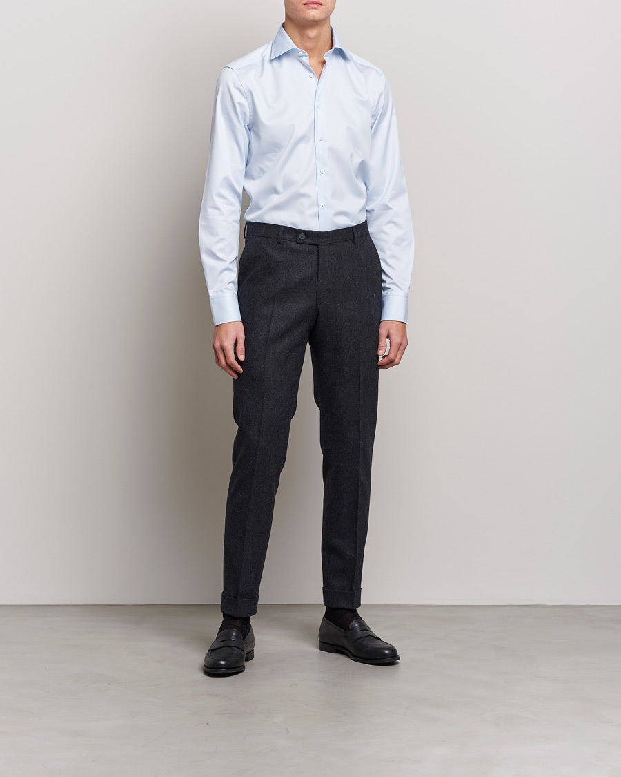 Herren | Hemden | Stenströms | Slimline Thin Stripe Shirt White/Blue
