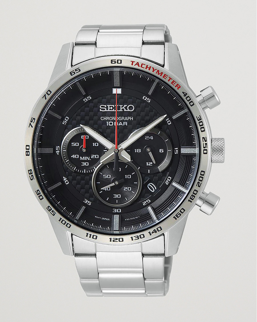 Seiko Chronograph XL 45mm Steel Black Dial