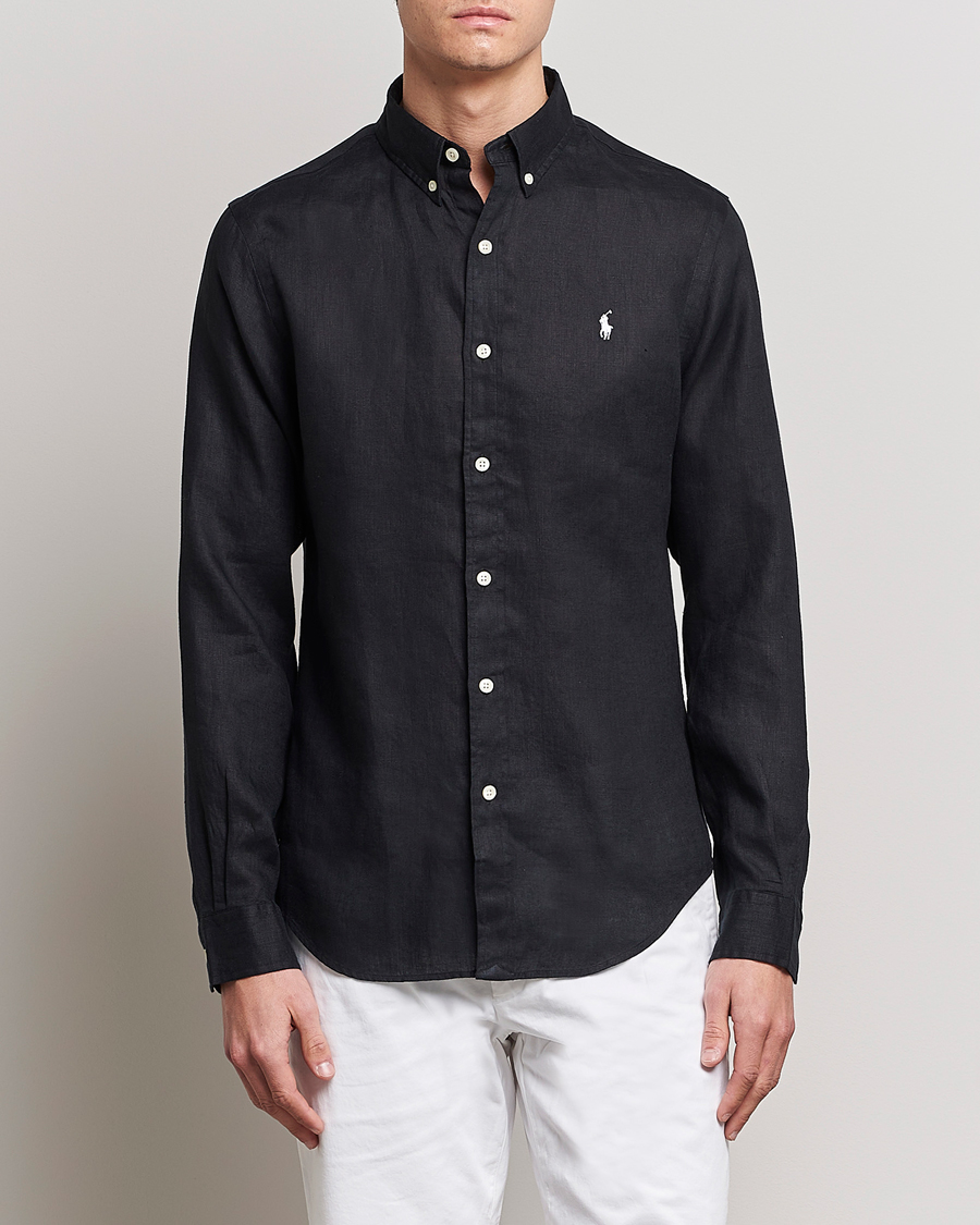 Polo Ralph Lauren Slim Fit Linen Button Down Shirt Polo Black bei Care of C