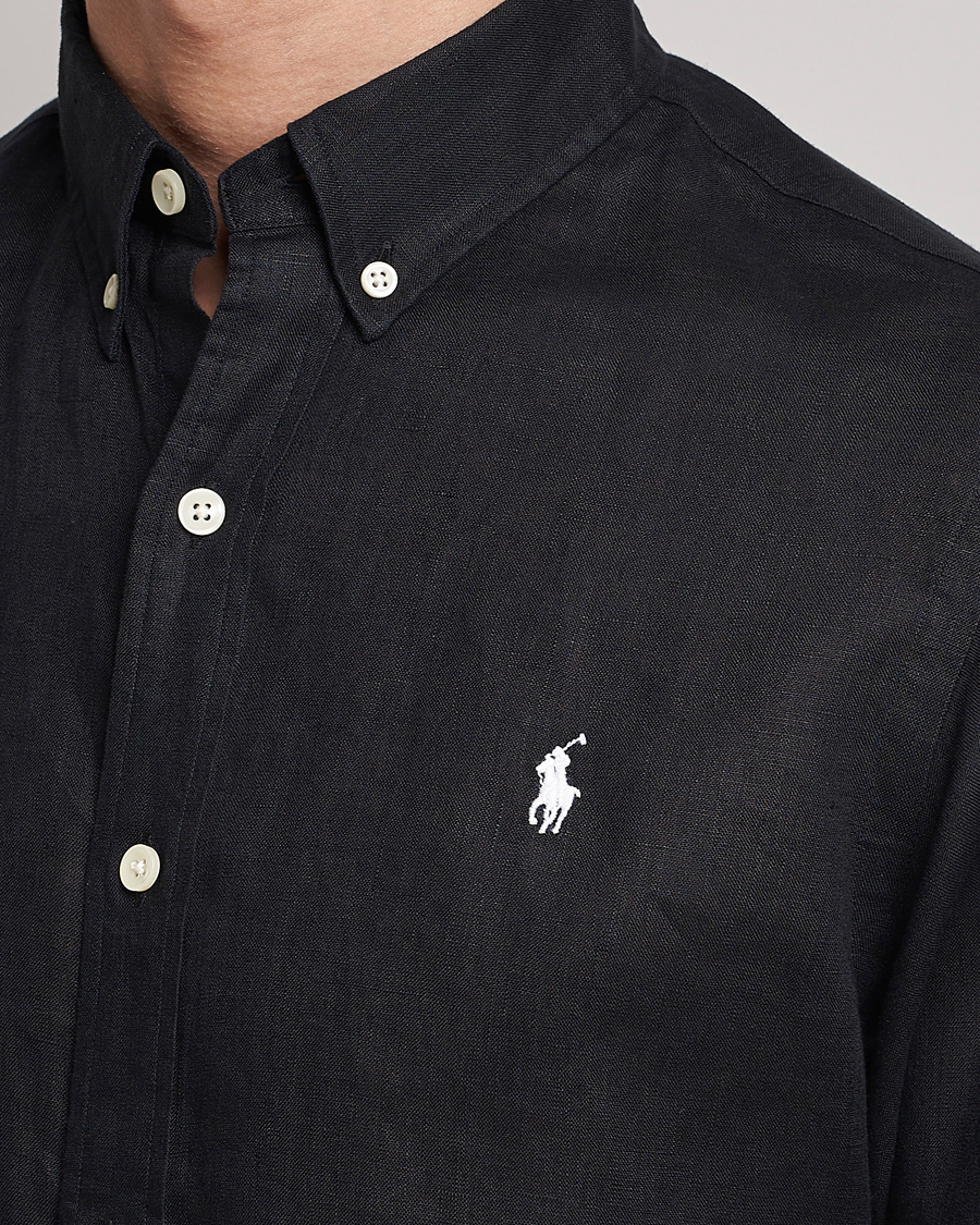 Polo Ralph Lauren Slim Fit Linen Button Down Shirt Polo Black