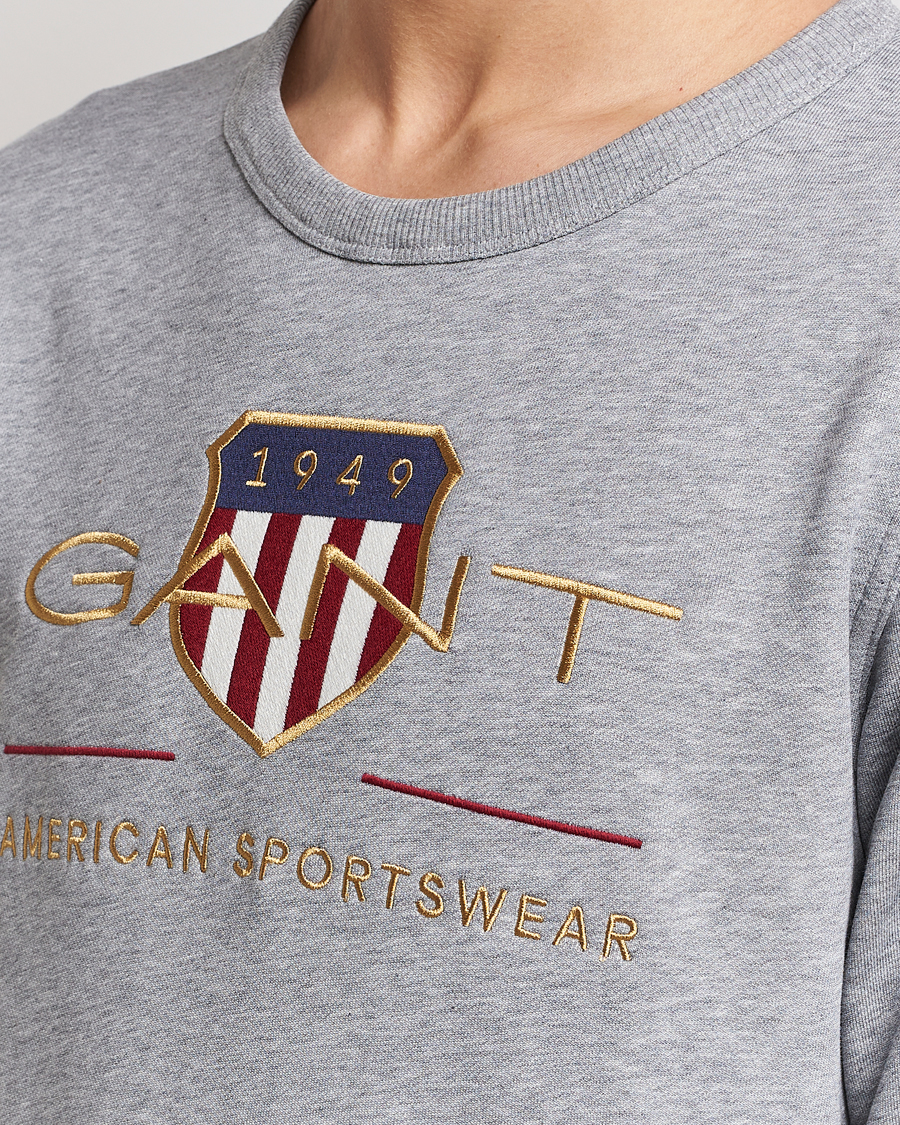 GANT Archive of Care Sweatershirt Grey Crew Carl Melange Neck Shield bei