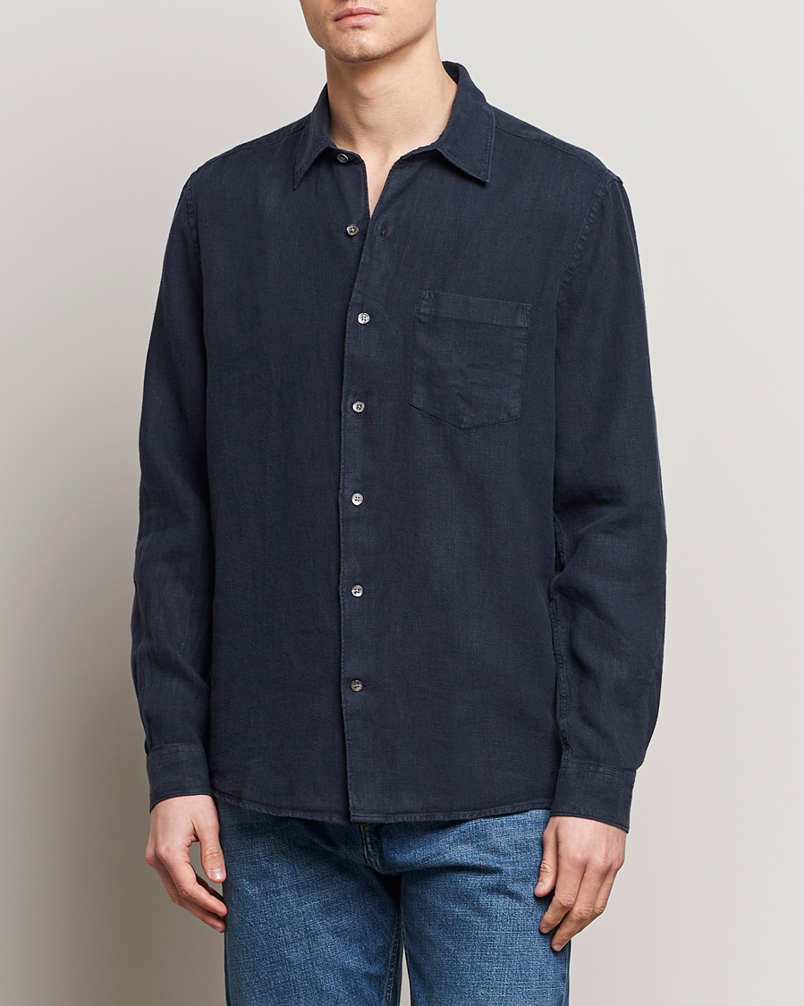 Herren | Kategorie | A Day\'s March | Abu Linen Shirt Navy