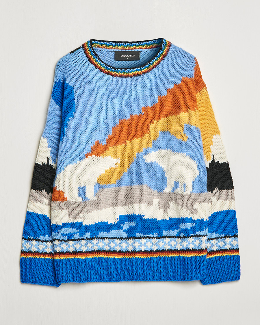 Dsquared2 Bear Dawns Knitted Sweater Blue/White