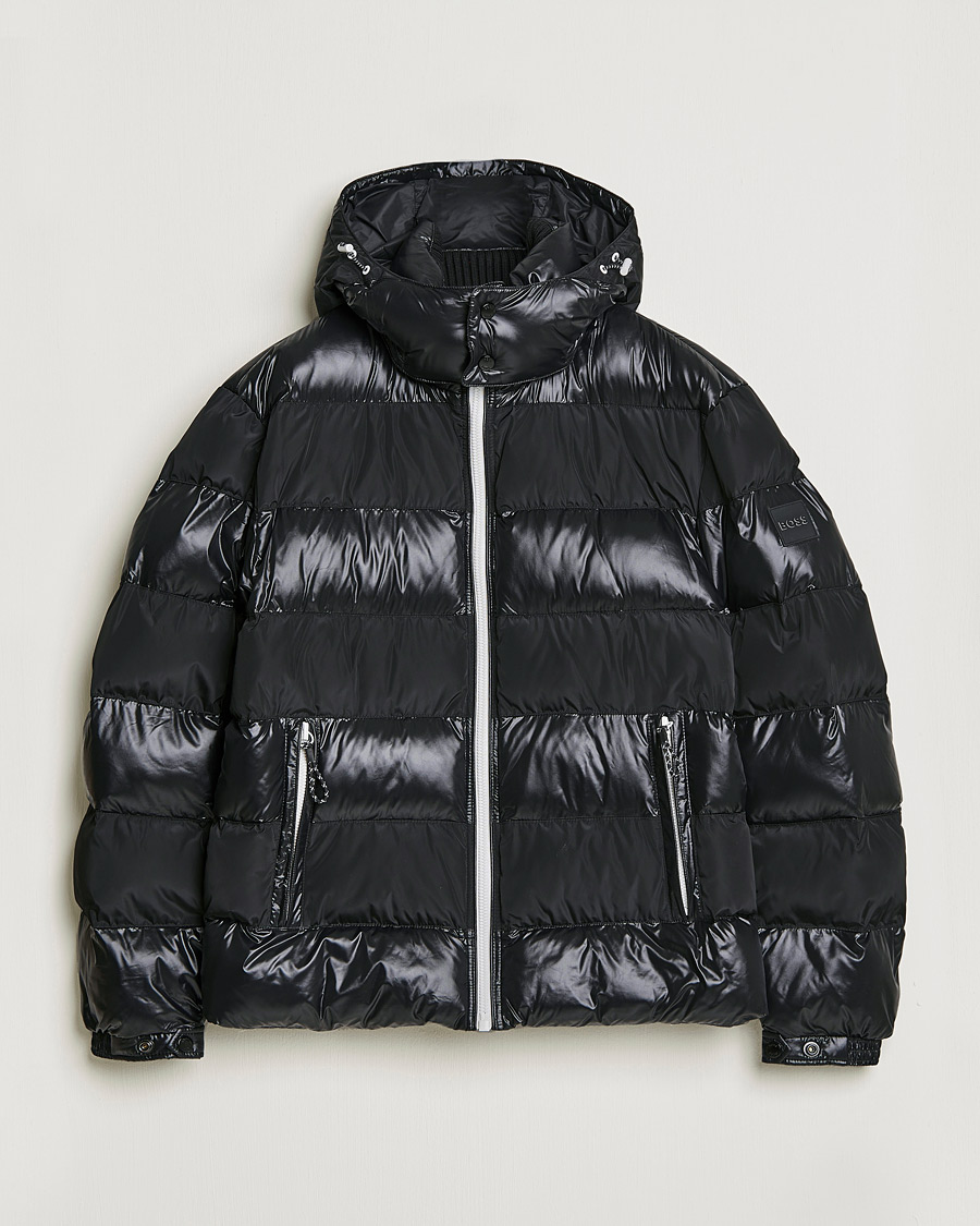 black and grey puffer jacket