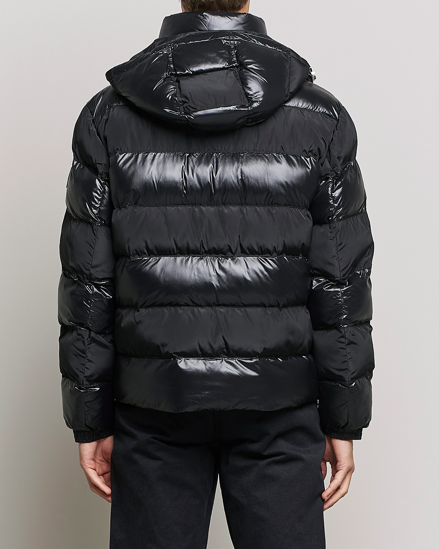 Black glossy puffer jacket online