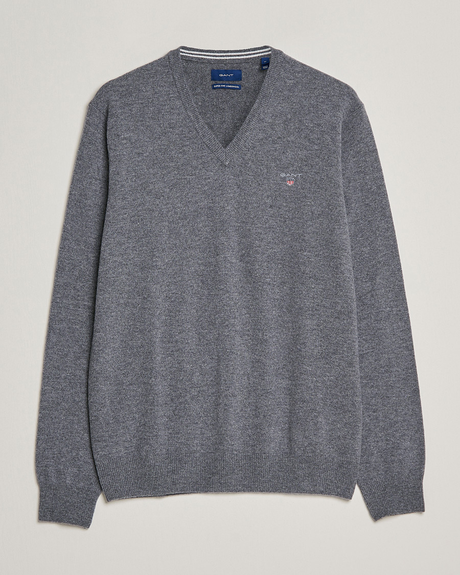 GANT Lambswool V-Neck Dark Carl bei Melange of Care Pullover Grey