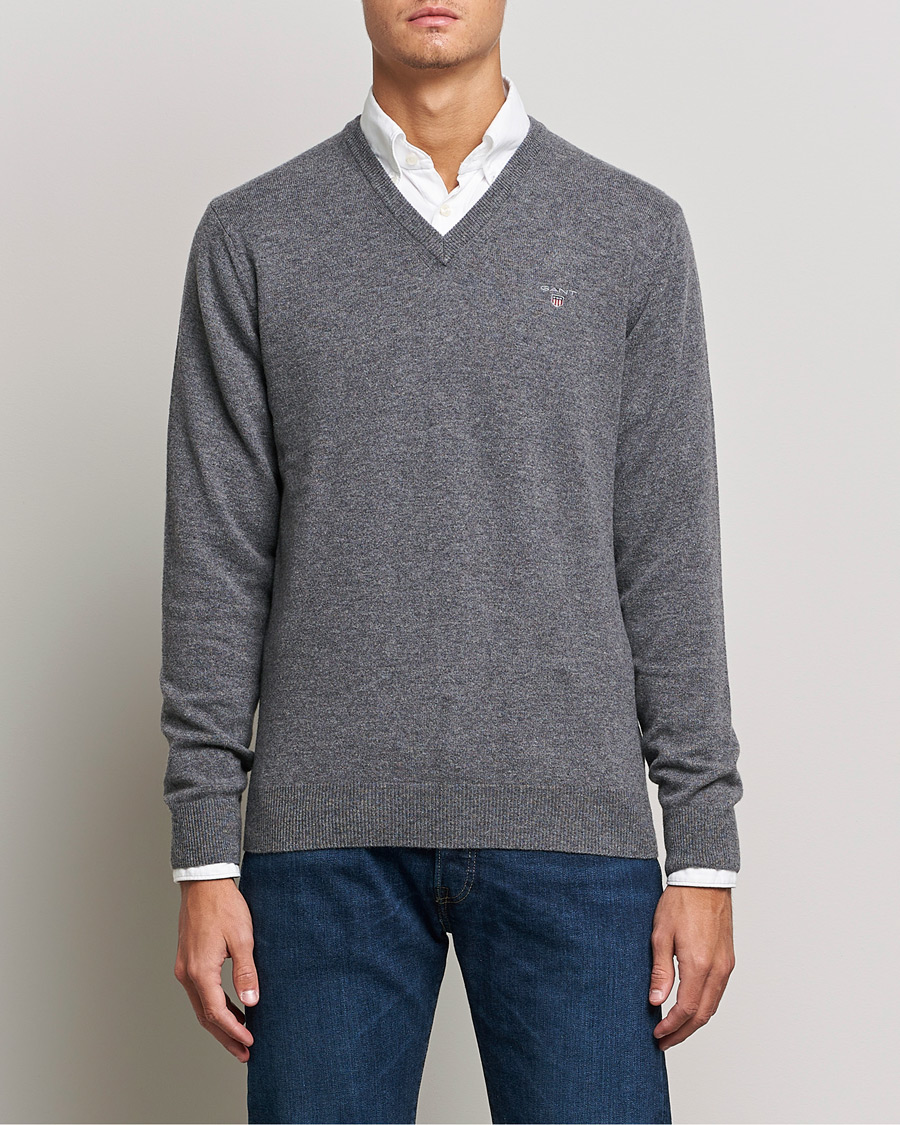 Grey Carl Care Dark V-Neck of Lambswool GANT bei Melange Pullover