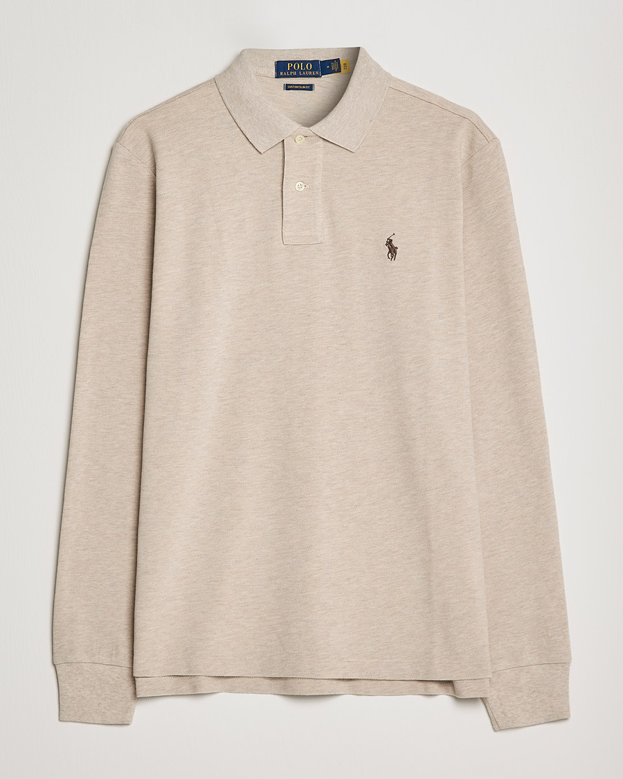 Polo Ralph Lauren Custom Slim Fit Long Sleeve Polo Dune Heather