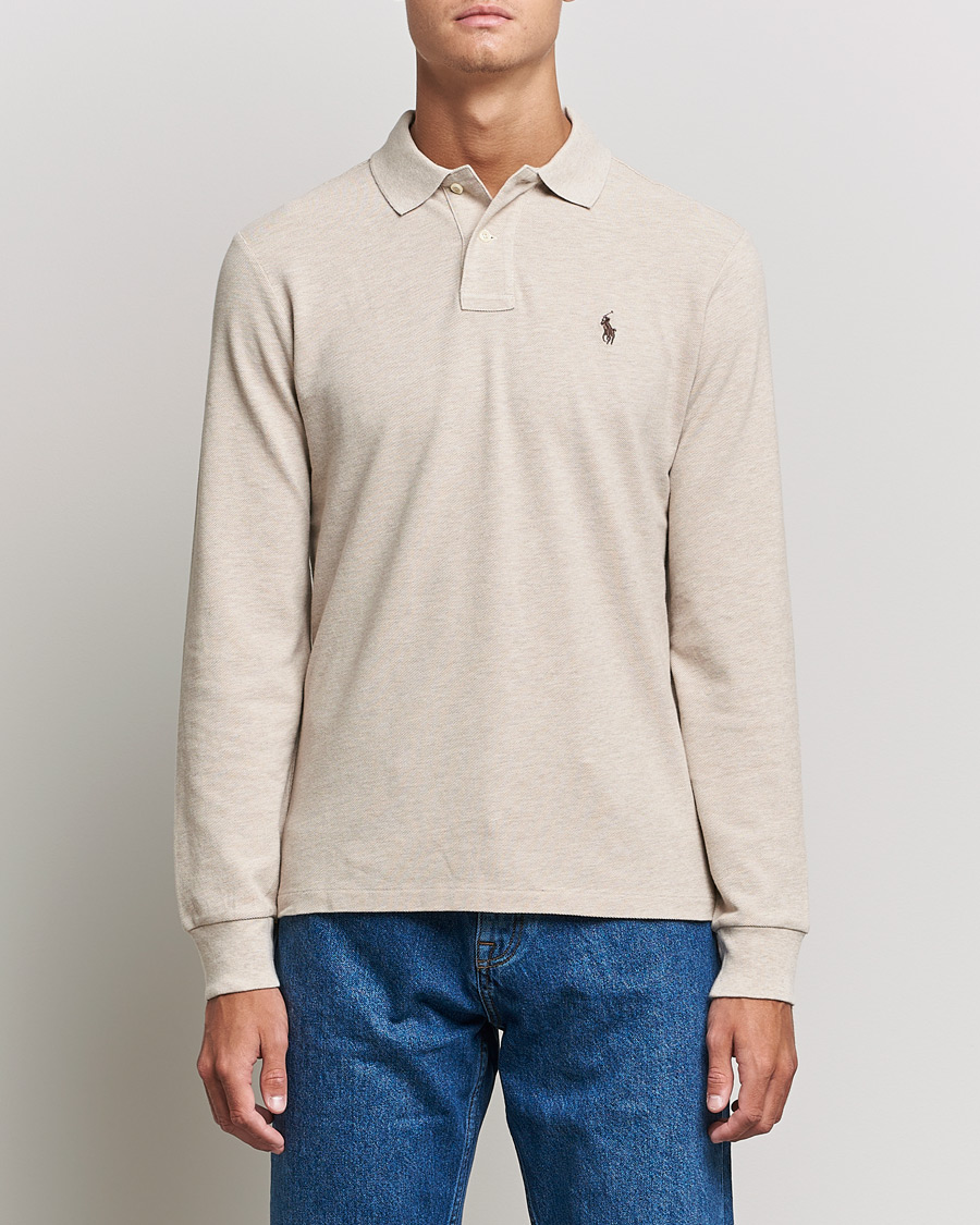 Polo Ralph Lauren Custom Slim Fit Long Sleeve Polo Dune Heather