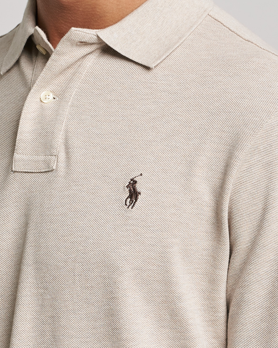 Polo Ralph Lauren Custom Slim Fit Long Sleeve Polo Dune Heather