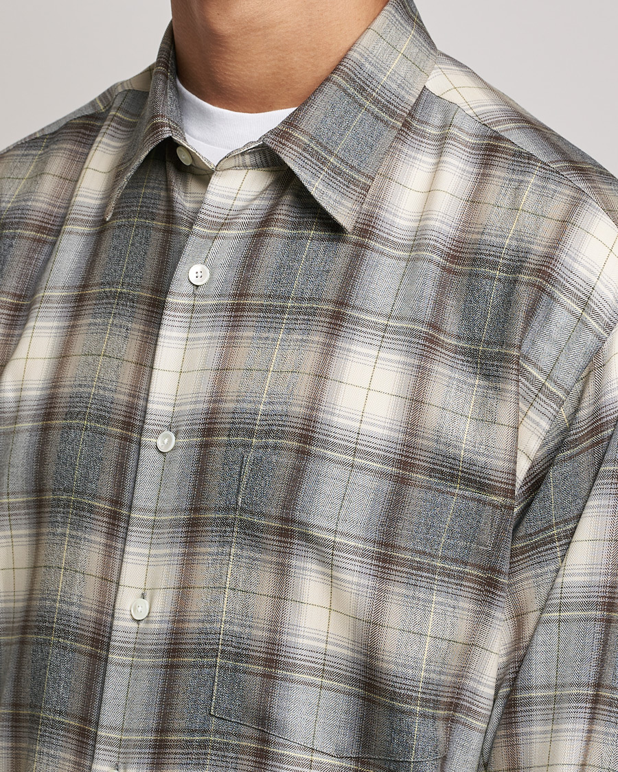 Auralee Super Light Wool Shirt Brown Check