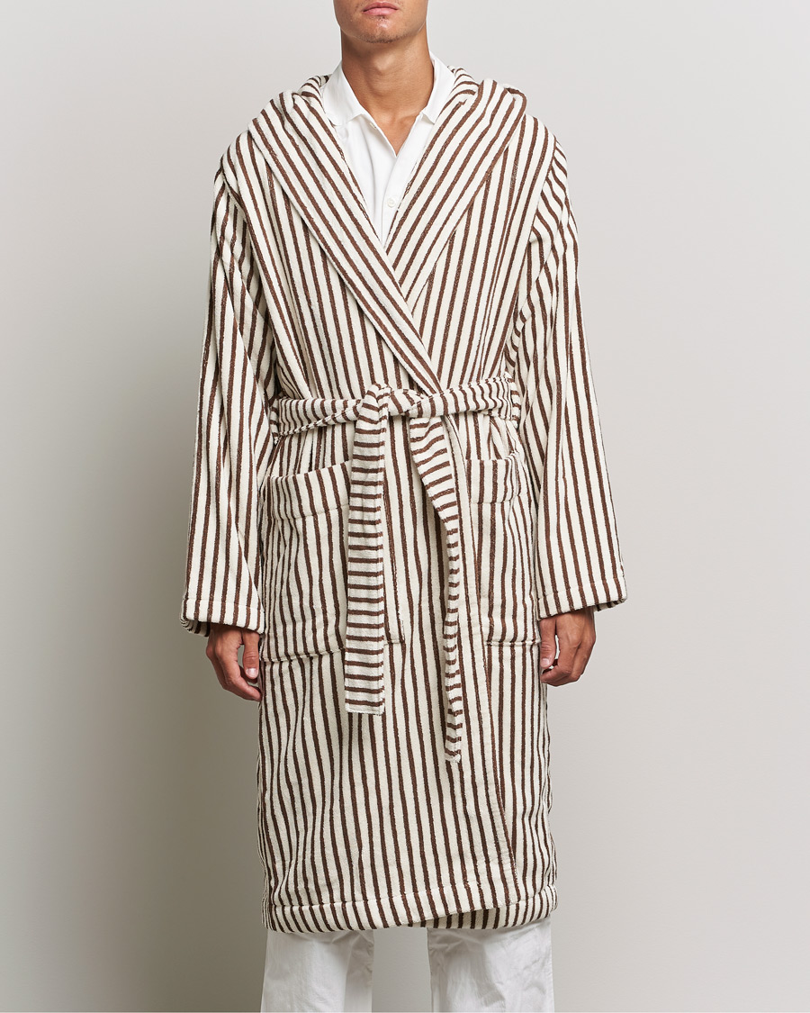 Herren | Tekla | Tekla | Organic Terry Hooded Bathrobe Kodiak Stripes