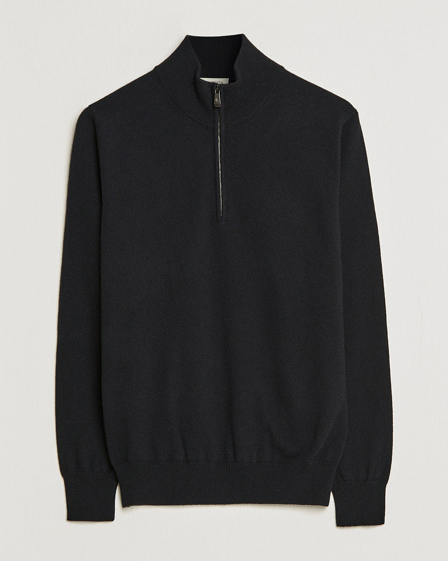 Piacenza Cashmere Cashmere Half Zip Sweater Black