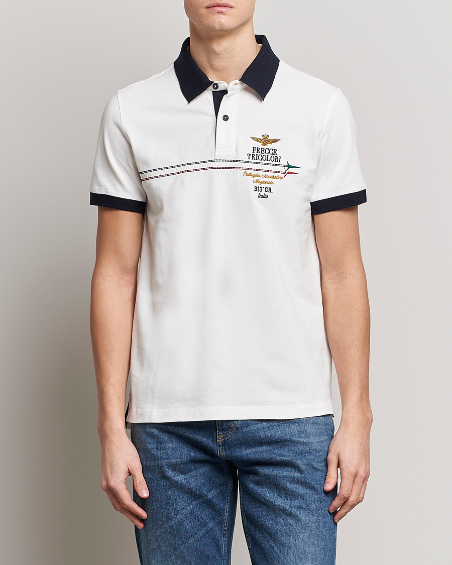 Aeronautica Militare Contrast Collar Polo Off White