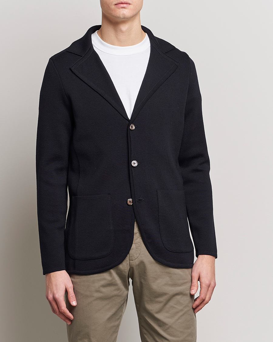 Herren |  | Stenströms | Milano Knitted Merino Blazer Navy