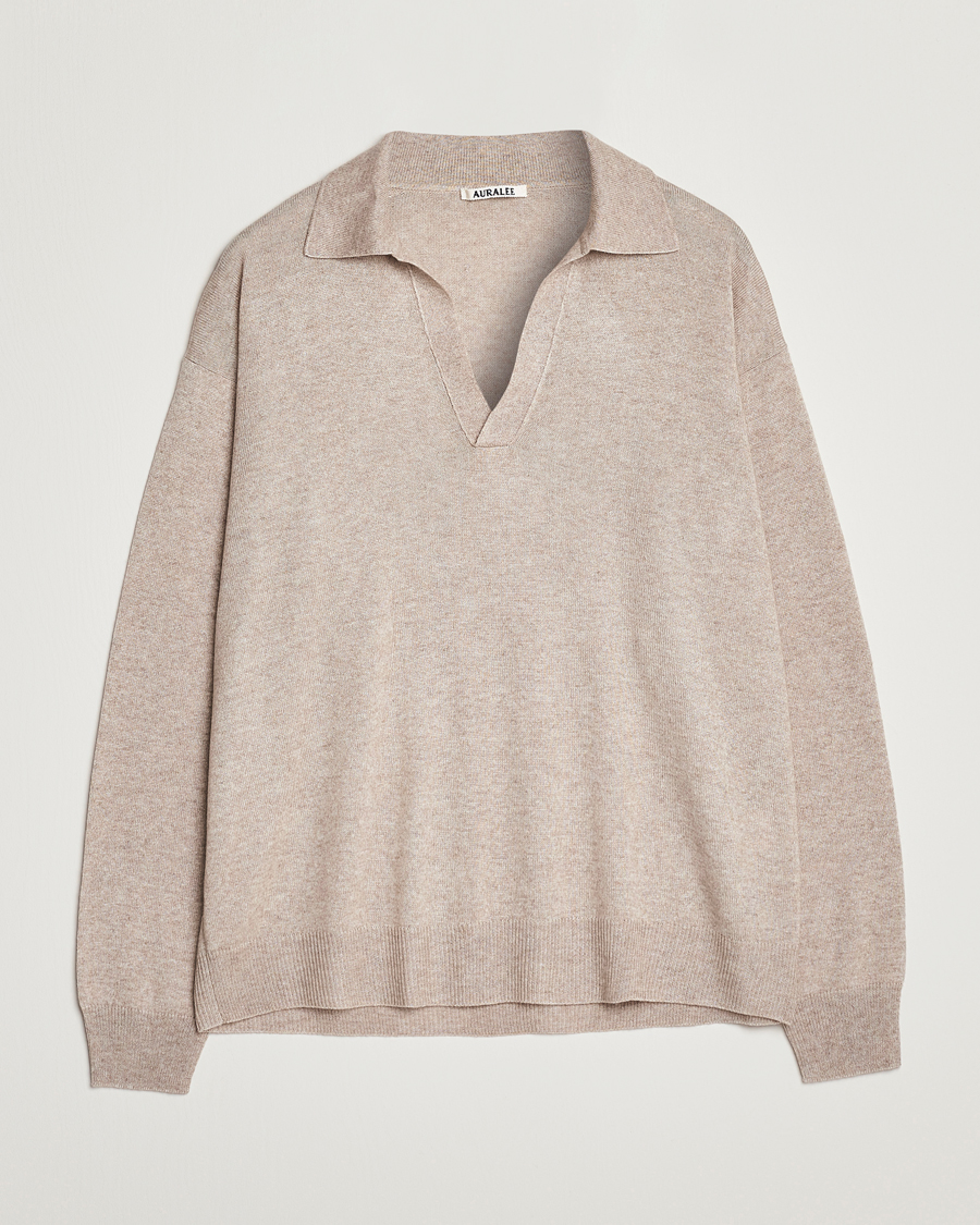 Auralee Cashmere/Silk Skipper Polo Beige bei Care of Carl