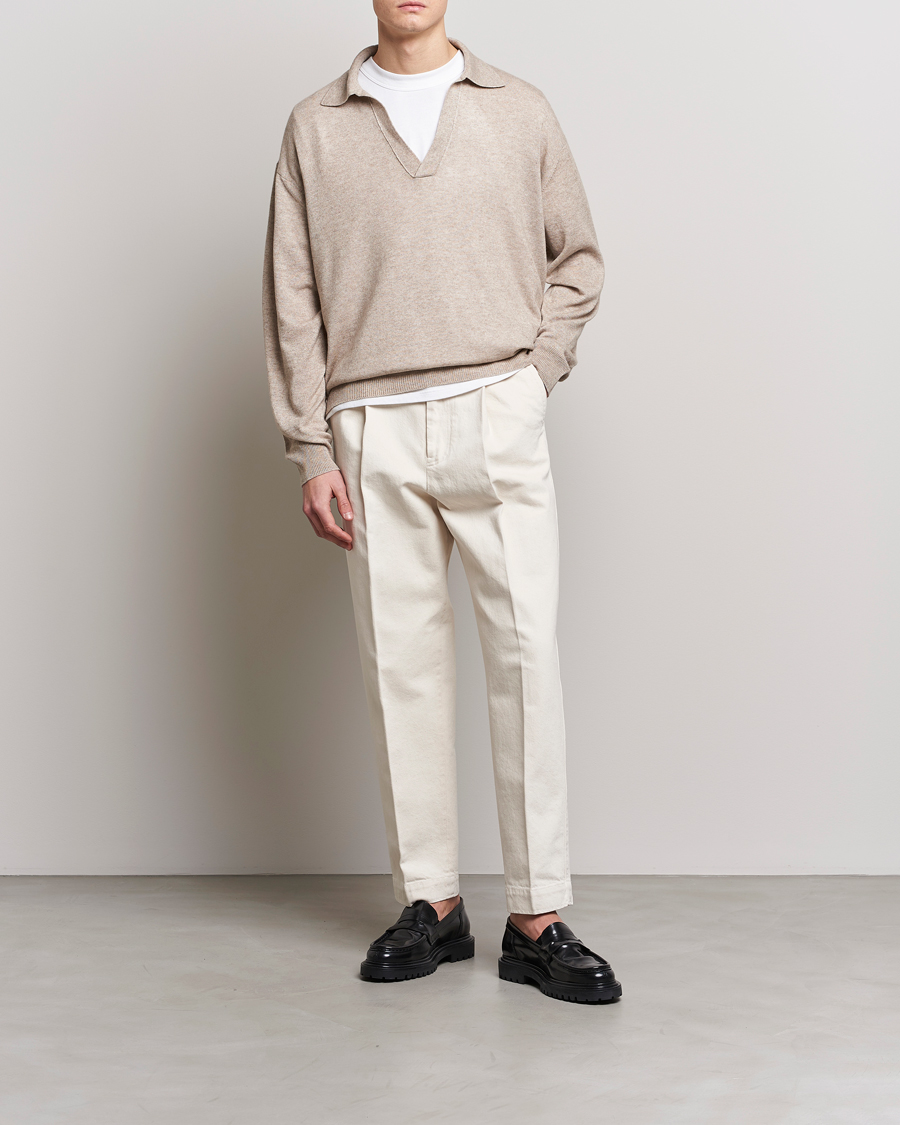 Auralee Cashmere/Silk Skipper Polo Beige bei Care of Carl