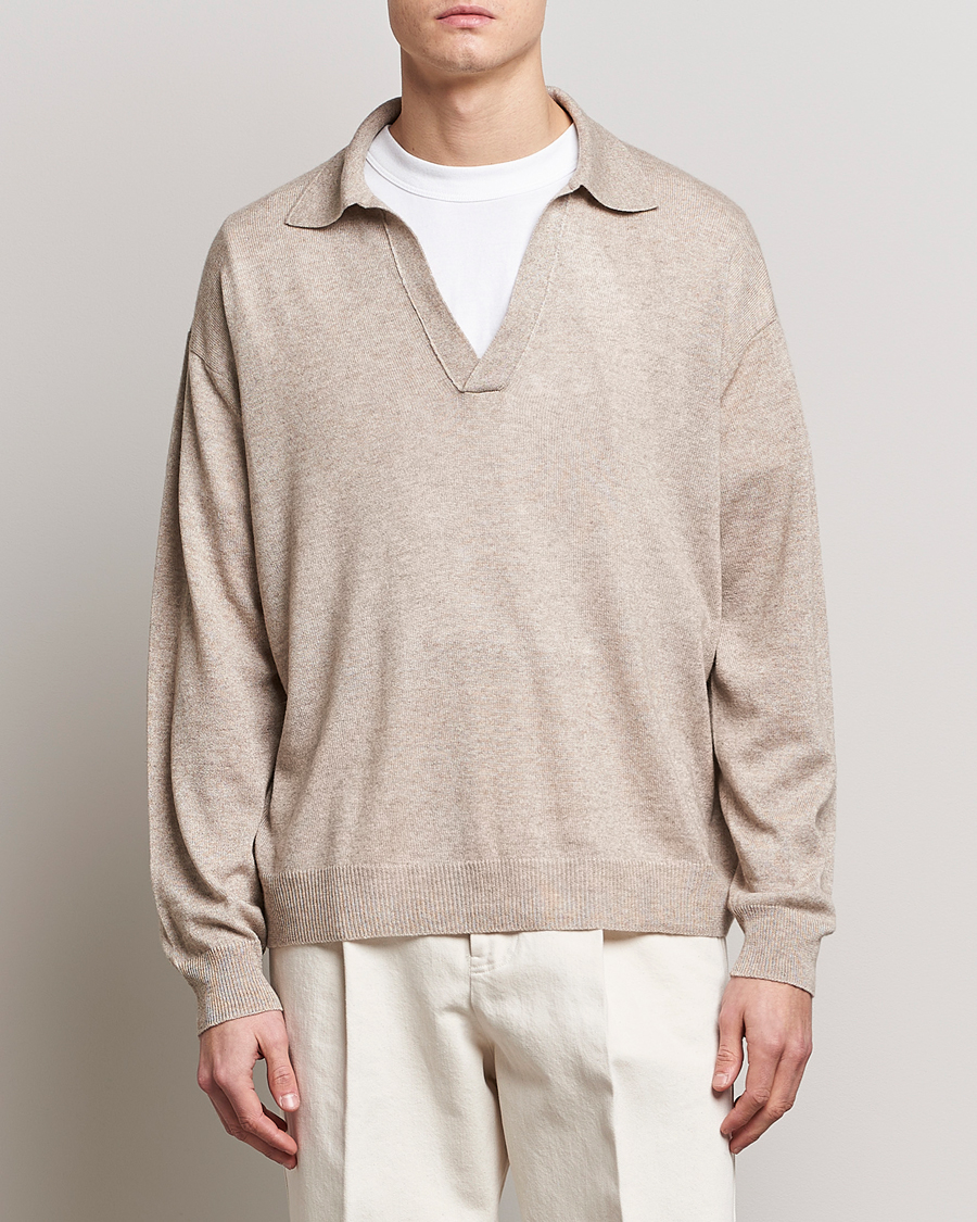 Auralee Cashmere/Silk Skipper Polo Beige bei Care of Carl