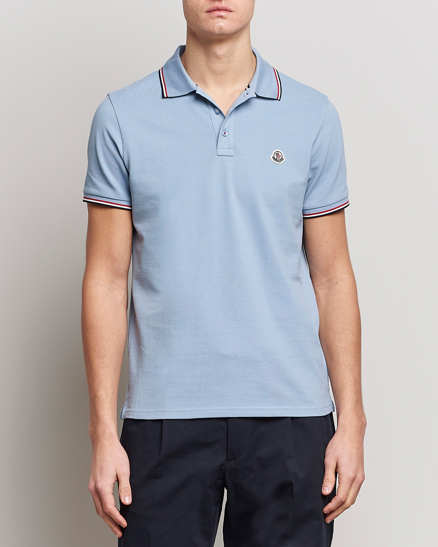 Moncler Contrast Rib Polo Light Blue