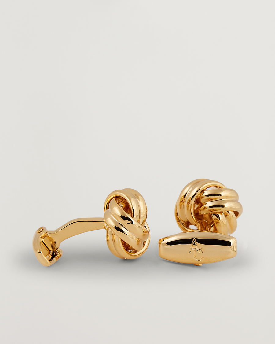 Herren | Manschettenknöpfe | Amanda Christensen | Knot Cufflink & Shirt Studs Set Gold