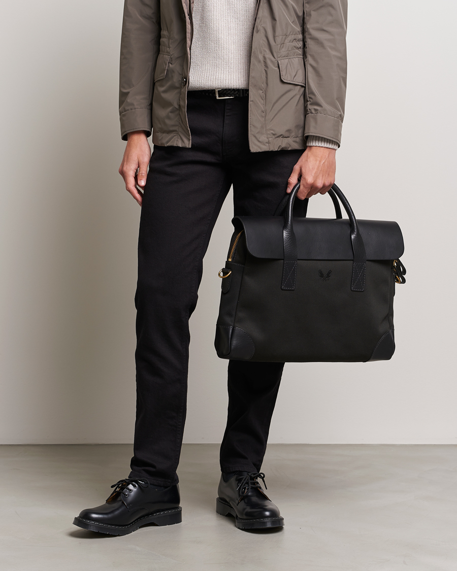 Canvas and leather briefcase sale