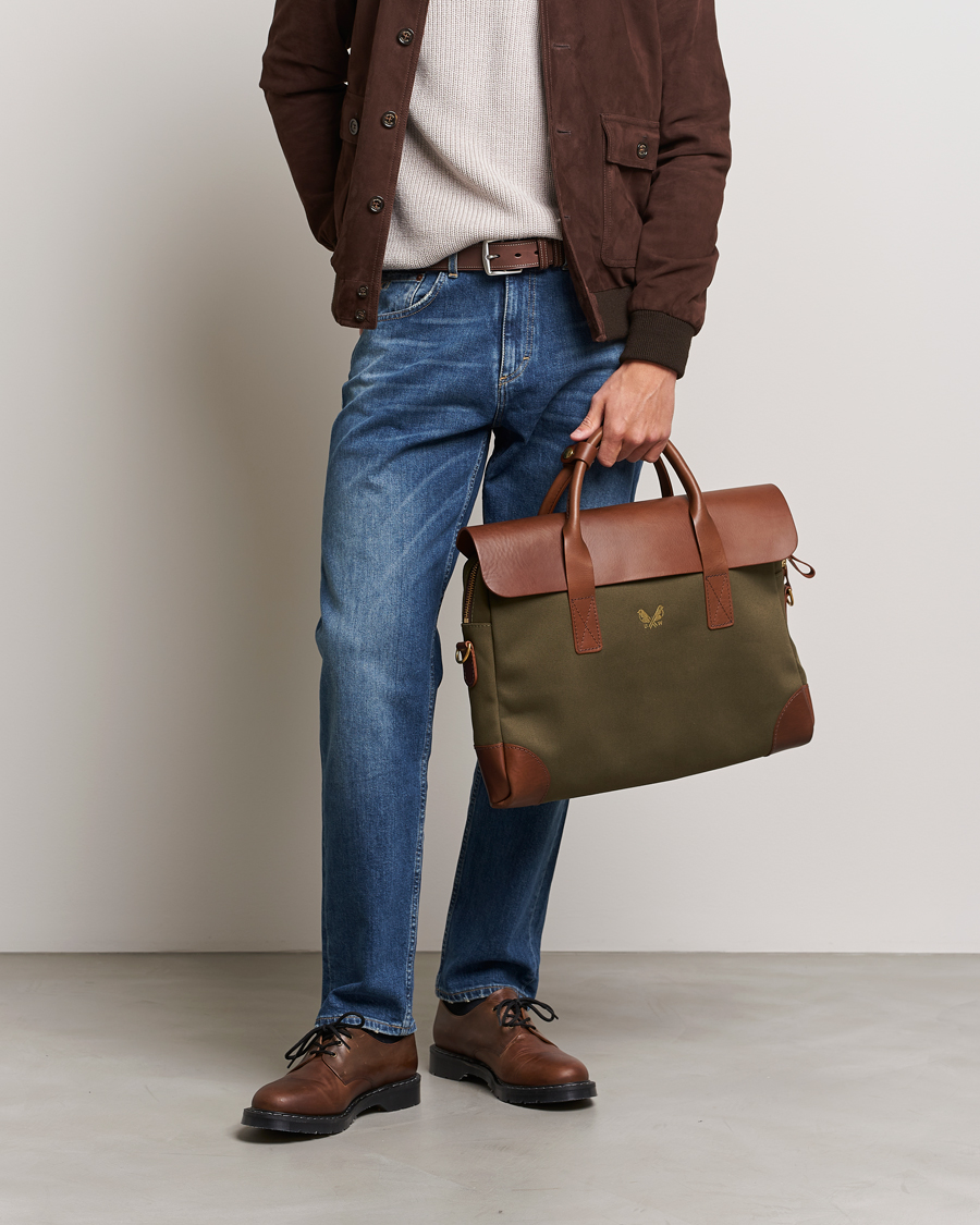 Bennett Winch Canvas Briefcase Olive