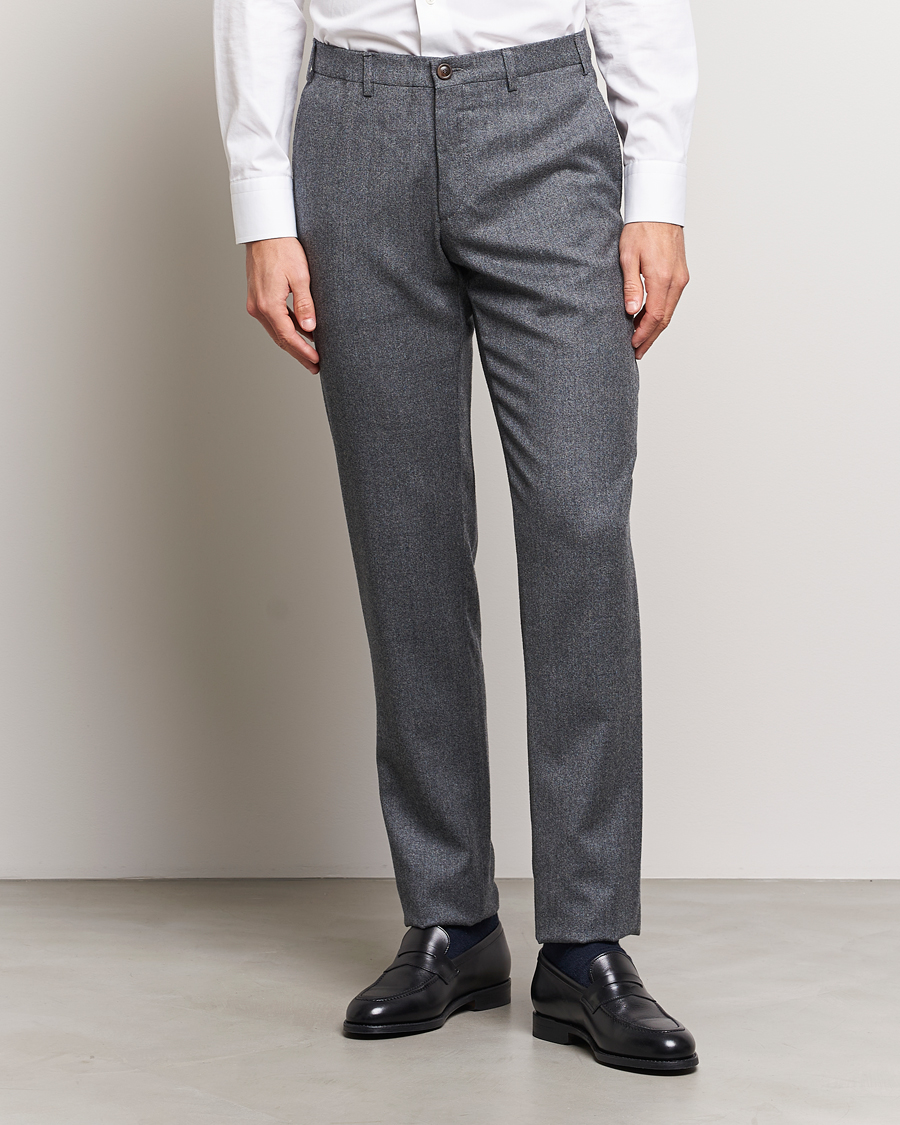 Herren |  | Canali | Slim Fit Washable Flannel Trousers Grey Melange
