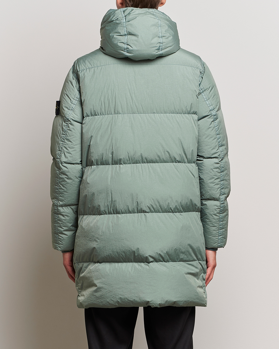 Stone Island Garment Dyed Recycled Nylon Long Down Jacket Sage