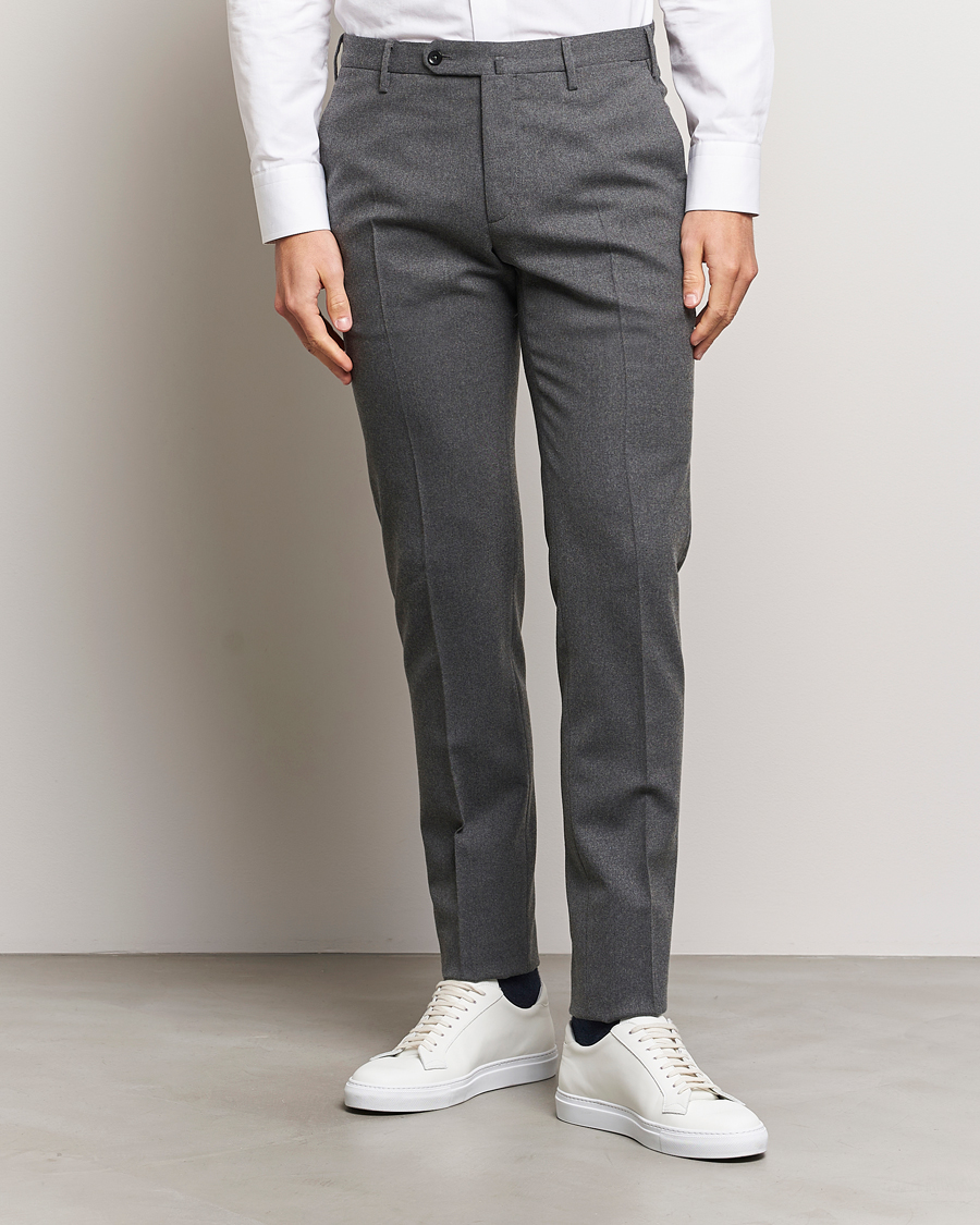 Herren | Kleidung | Incotex | Slim Fit Washable Flannel Trousers Grey Melange