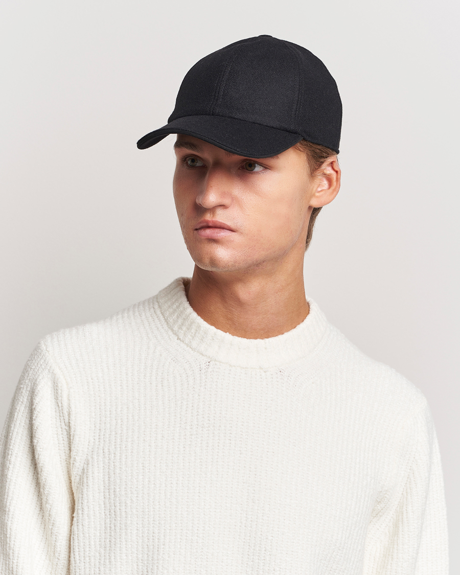 Black wool baseball cap on sale