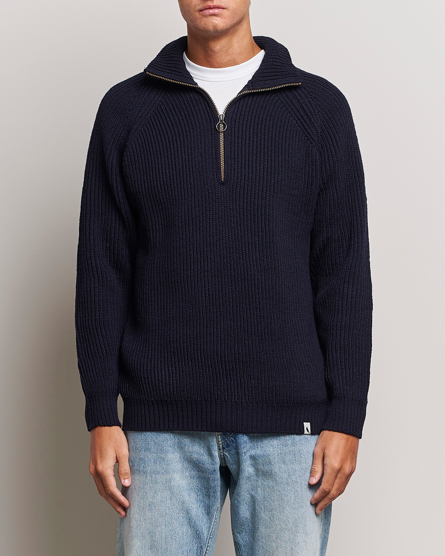 Herren |  | Peregrine | Ford Knitted Wool Half Zip Navy