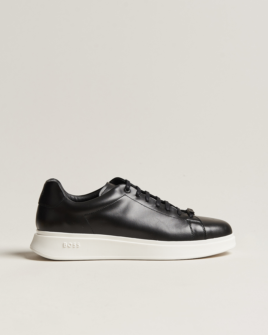 Black low top leather sneakers online