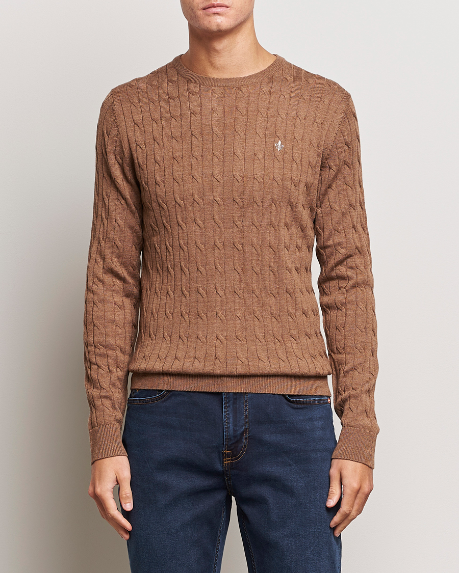 Herren |  | Morris | Merino Cable Crew Neck Camel