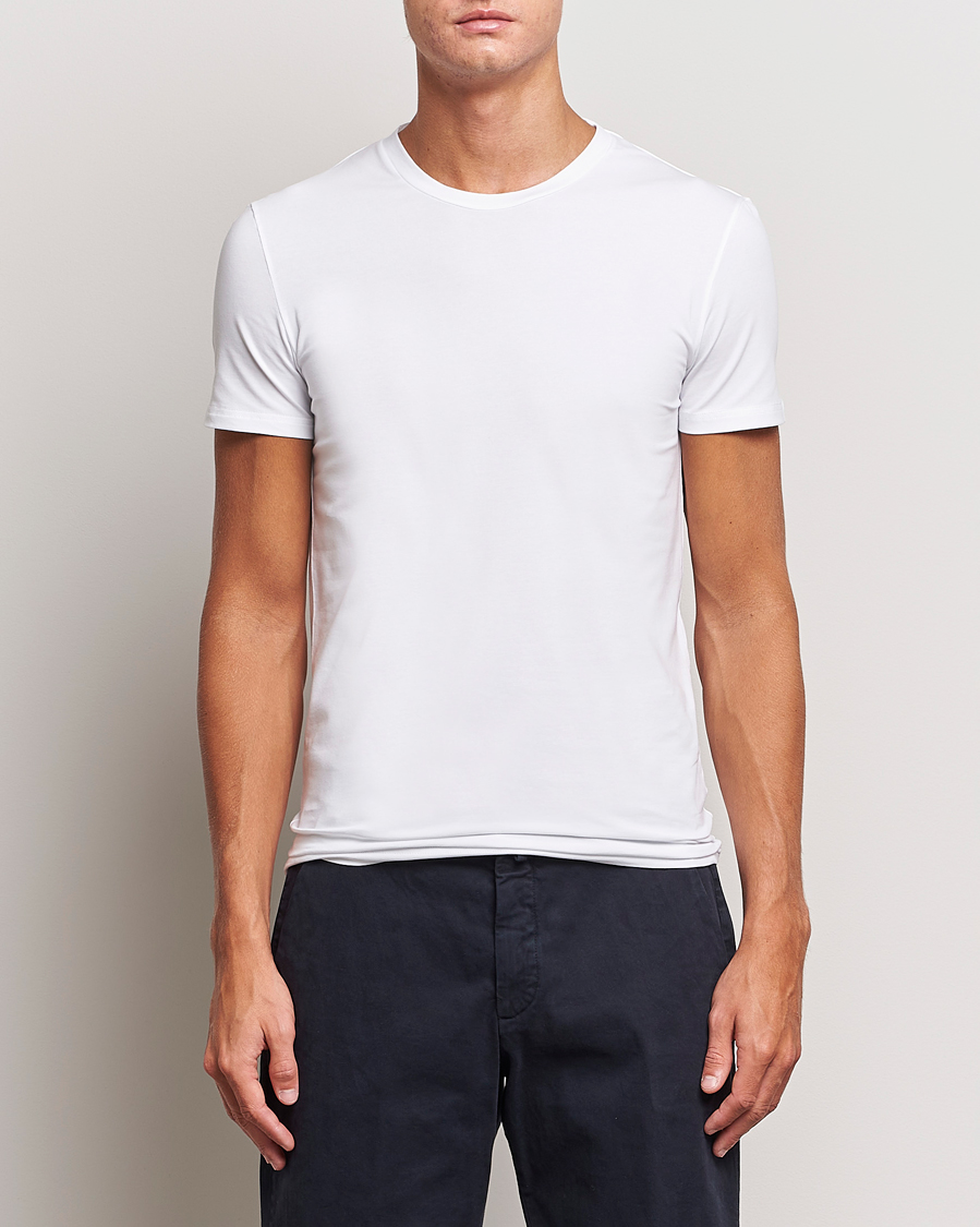 Zegna Stretch Cotton Round Neck T-Shirt White bei Care of Carl