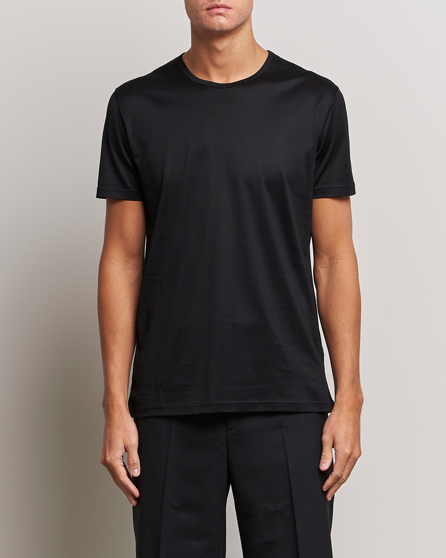 Herren |  | Zegna | Filoscozia Pure Cotton Round Neck T-Shirt Black